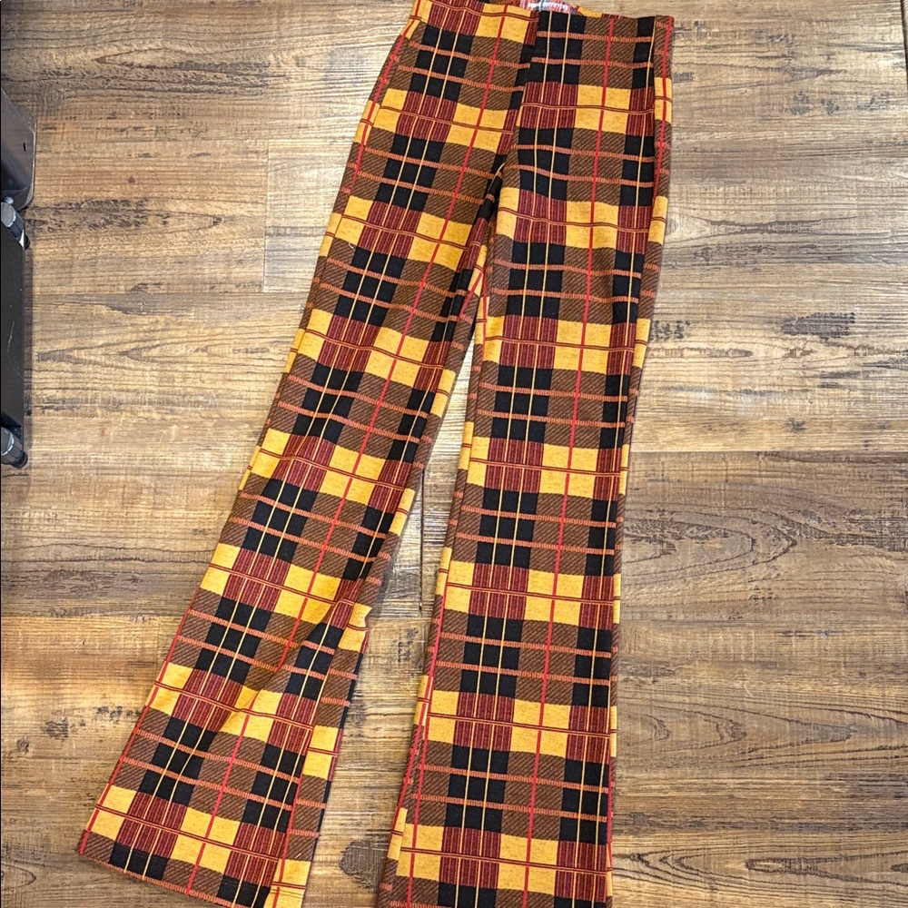 Urban Outfitters Yellow and Brown Plaid Pants